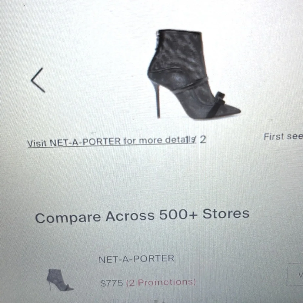 Malone Souliers Claudia Ray Luwolt Italy Mesh Velvet Bow Pointy Toe Ankle Boots